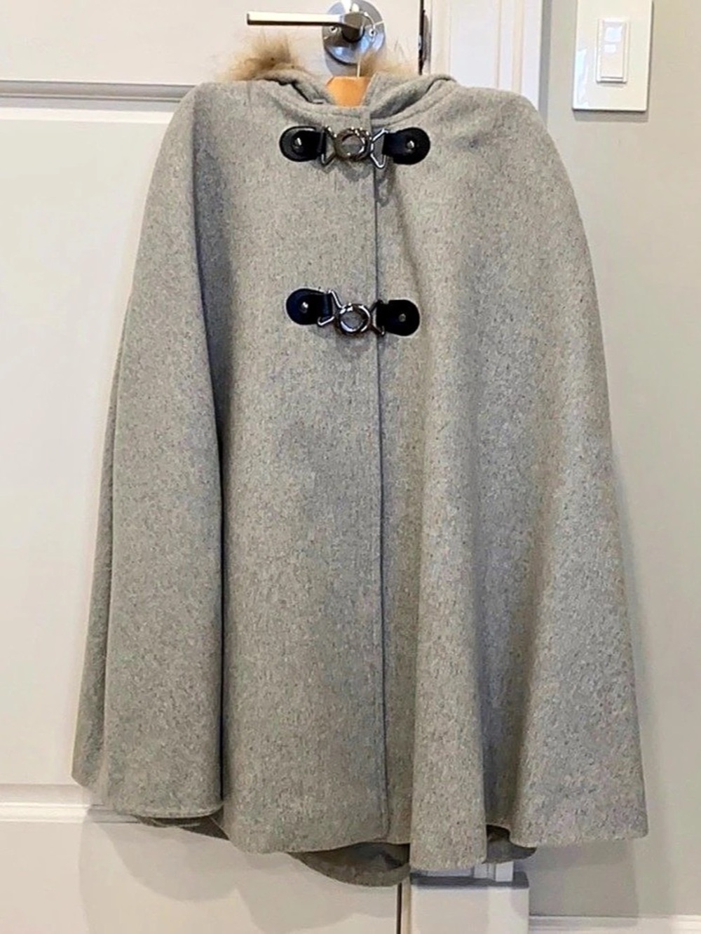 Handmade brand new wool Hooded Cape Gray